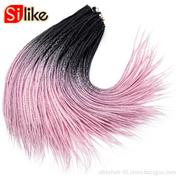 Wholesale Ombre Pink 24 inch Heat Resistant Fiber Bulk Box Braid Crochet Braids 24 Roots/pack Synthetic Braiding Hair Extensions